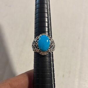 Elegant 925  and Blue  turquoise and Gemstone Ring